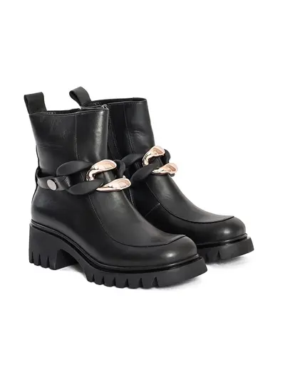 Полусапоги черные с крупной цепью